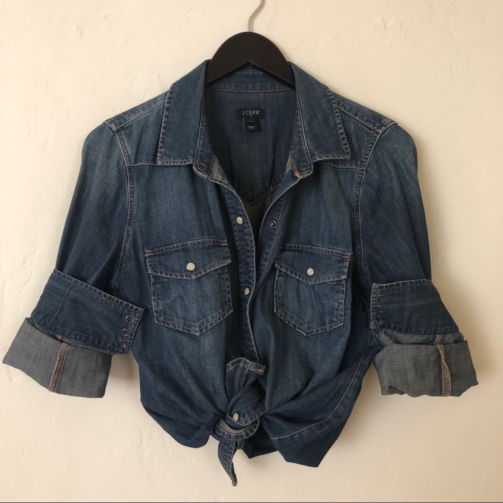 J Crew Denim Button Down with Pearl Snaps